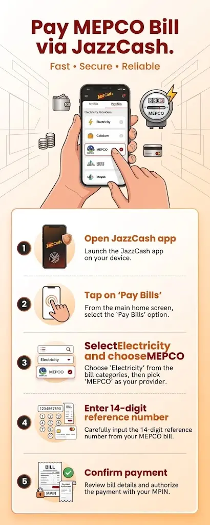 Pay MEPCO Bill Through JazzCash