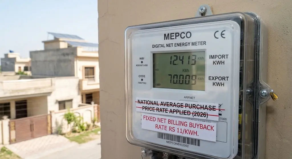 MEPCO Net Metering Rate Drops to Rs 11 in 2026