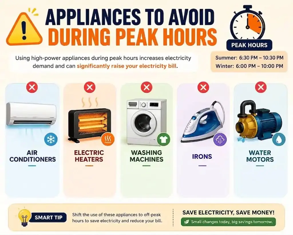 Appliances to Avoid During MEPCO Peak Hours