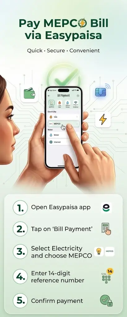 Pay MEPCO Bill Through EasyPaisa