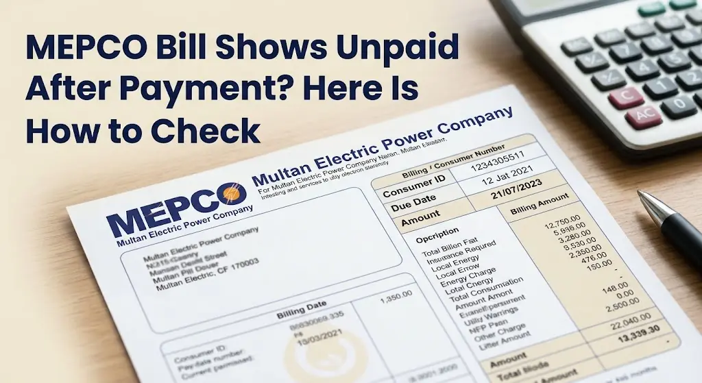 MEPCO Bill Shows Unpaid After Payment? Here Is How to Check