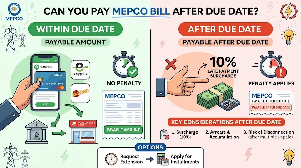 Can You Pay MEPCO Bill After Due Date?